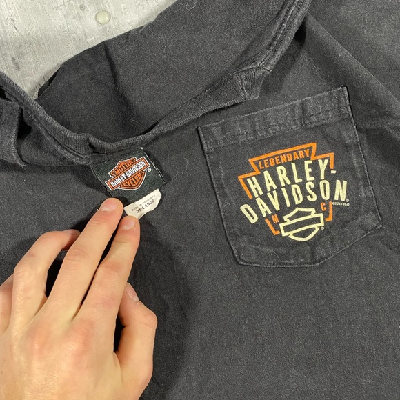 Black Harley Davidson Pocket Tee Shirt - Picture 4 of 6